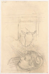 jozef-israels-1834-study-sheet-with-a-womans-head-and-a-cow-art-print-fine-art-reproduction-wall-art-id-aainobykc