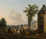 gerrit-adriaensz-berckheyde-1690-a-hunting-party-near-the-hofvijver-in-the-hague-seen-from-the-plaats-art-print-fine-art-reproduction-wall-art-id-aat1827gk