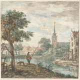 unknown-1700-view-of-a-city-with-a-fisherman-in-the-foreground-art-print-fine-art-reproduction-wall-art-id-acicd8w2w