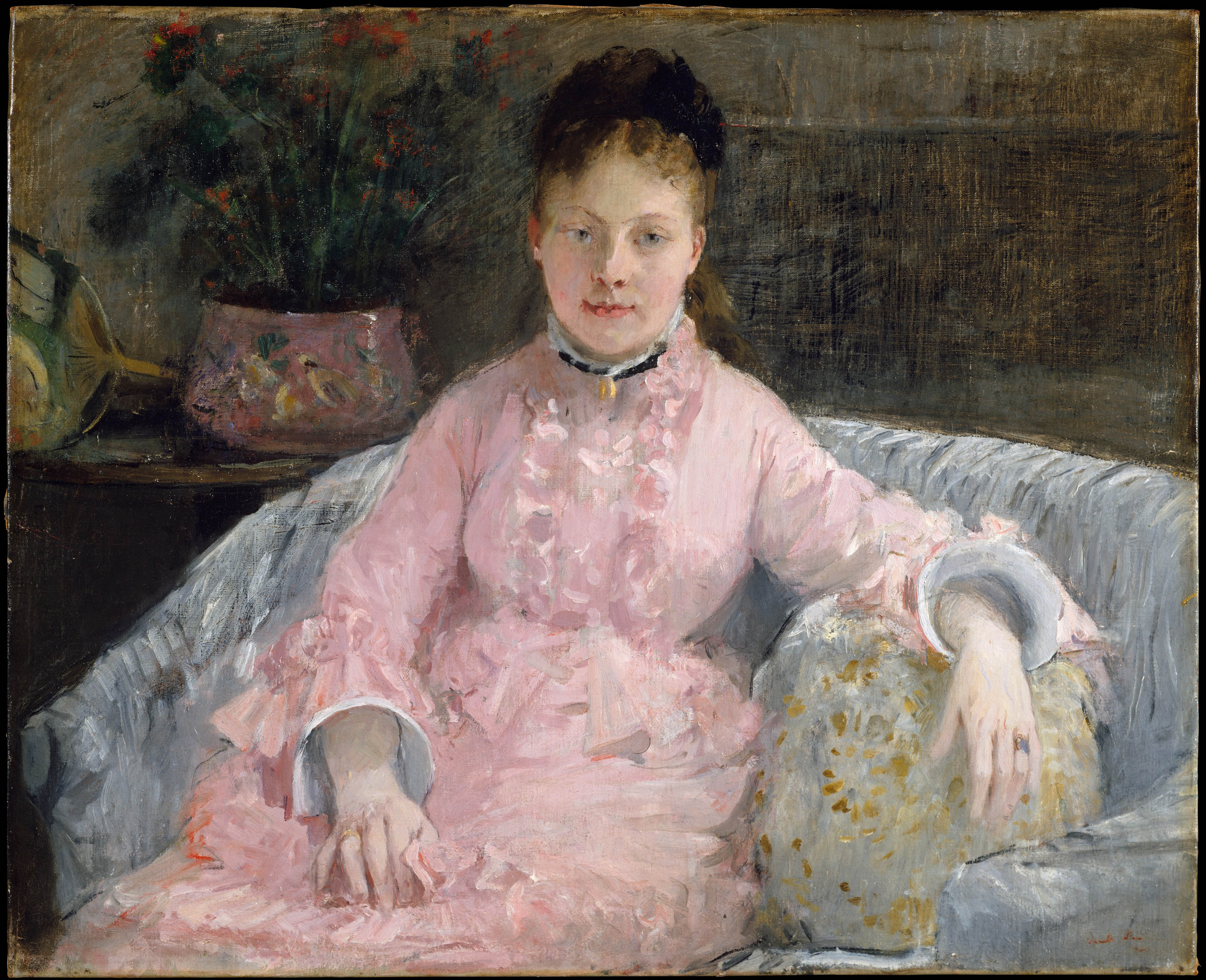 berthe morisot the pink dress description Berthe Morisot, 1870