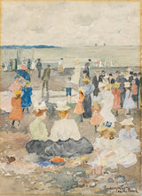 maurice-brazil-prendergast-on-the-beach-art-print-fine-art-reproduction-wall-art-id-amazmikio