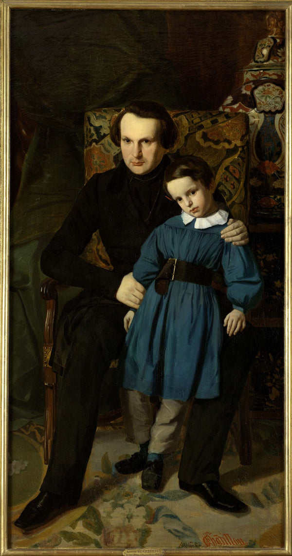 auguste-de-chatillon-1836-portrait-of-victor-hugo-with-his-son-francois-victor-hugo-art-print-fine-art-reproduction-wall-art