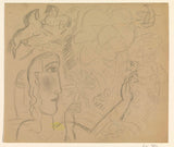 leo-gestel-1891-sketch-sheet-wife-flowers-and-two-horses-art-print-fine-art-reproduction-wall-art-id-app9jgzkt