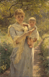 bertha-wegmann-young-mother-with-a-child-in-a-garden-art-print-fine-art-reproduction-wall-art-id-ausvpu5o1