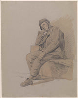 adrianus-eversen-1828-figure-study-of-a-seated-man-with-a-hat-on-art-print-fine-art-reproduction-wall-art-id-auvibfi8k