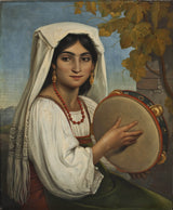 johann-heinrich-richter-1834-romersk-kvinne-med-tamburin-kunst-trykk-fine-art-reproduction-wall-art-id-a00adxmha