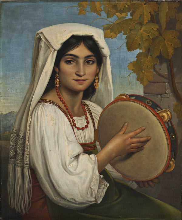 johann-heinrich-richter-1834-roman-woman-with-tambourine-art-print-fine-art-reproduction-wall-art-id-a00adxmha