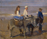 Isaac-Israels-1896-boy-og-girl-on-esler-art-print-fine-art-gjengivelse-vegg-art-id-a00bb7hy9
