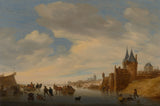 salomon-van-ruysdael-1653-vinterlandskap-i-arnhem-konsttryck-finkonst-reproduktion-väggkonst-id-a00ct7jk1