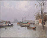 古斯塔夫·愛德華·勒·塞內沙爾·德·克德雷奧雷-1896-1896 年 XNUMX 月聖馬丁運河附近塞納河洪水氾濫-藝術印刷品美術複製品牆藝術