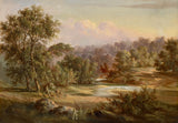 Henry-w-waugh-1855-krajobraz-z-mostem-druk-sztuka-reprodukcja-dzieł sztuki-sztuka-ścienna-id-a03ct25ow