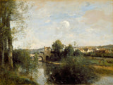 卡米爾·柯羅-1872 年塞納河和老橋在利邁藝術印刷品美術複製品牆藝術 id-a0492utru