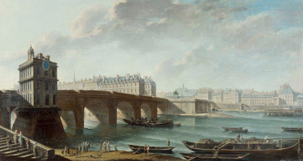 nicolas-jean-baptiste-raguenet-1771-the-pump-of-the-samaritan-woman-the-pont-neuf-and-the-ile-de-la-cite-the-quai-conti-seen-from-the-louvre-dock-art-print-fine-art-reproduction-wall-art