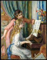 奧古斯特·雷諾阿-1892-兩個年輕女孩在鋼琴藝術印刷品美術複製品牆藝術 id-a04h71n8z