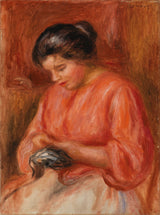 pierre-auguste-renoir-1909-meisje-stoppen-vrouw-herstellen-kunstprint-fine-art-reproductie-muurkunst-id-a04kgb1a5