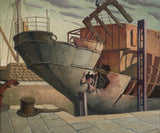 哈里-莫利-英國總理幹船塢法爾茅斯 1940 年 04 月-藝術印刷品美術複製品牆藝術 id-a46qrcXNUMXj