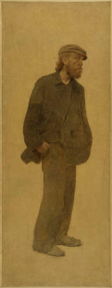 费尔南德·佩雷斯-1904-咬面包人-四分之三戴着帽子双手插在口袋里的艺术印刷品美术复制品墙壁艺术