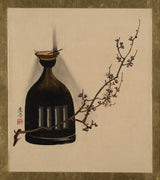 Shibata-zeshin-1882-pinturas-de-laca-de-vários-assuntos-ramo-de-ameixa-com-lampada-a-óleo-art-print-fine-art-reproduction-wall-art-id-a0aw4ic84