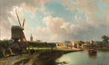 科內利斯·施普林格 1852 年運河上的海牙景觀，稱為代爾夫特藝術印刷品美術複製品牆藝術 id-a0c44uccp