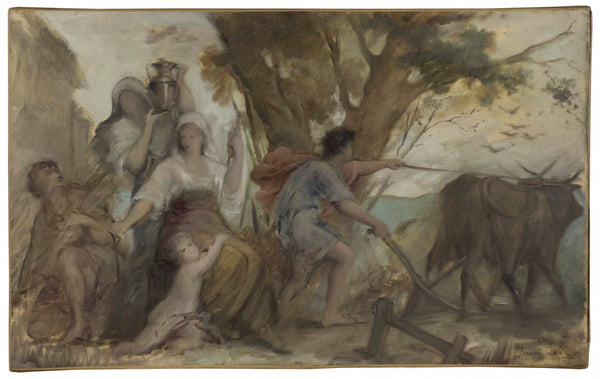 francois-lafon-1880-sketch-for-the-mayoralty-of-the-2nd-district-of-paris-maternity-and-plowing-art-print-fine-art-reproduction-wall-art