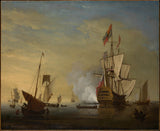 Pētera Monamijas ostas ainava angļu kuģis ar atslābtu burām, šaušana ar ieroču-art-print-fine-art-reproduction-wall-art-id-a0czprwtj