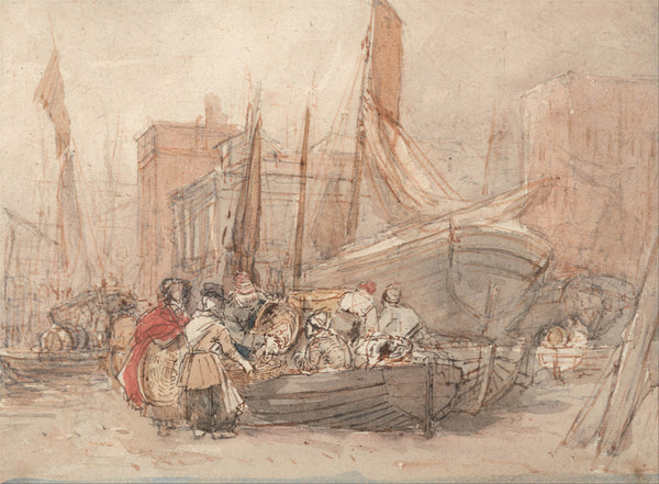 david-cox-19th-century-harbor-scene-with-fishing-boats-being-unloaded-art-print-fine-art-reproduction-wall-art-id-a0egftrgd