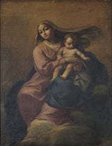 未知 18 世紀麥當娜和孩子在雲藝術印刷品美術複製品牆藝術 id-a0ewmh9oe
