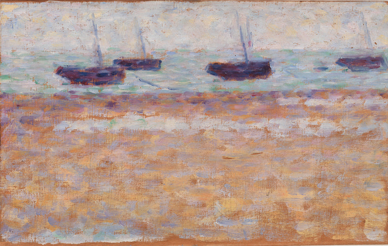 georges-seurat-1885-four-boats-at-grandcamp-four-boats-at-grandcamp-art-print-fine-art-reproduction-wall-art-id-a0gv7m75o
