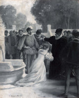 托尼·罗伯特·弗勒里-1890-艾米·罗布萨特在女王艺术印刷品美术复制品墙壁艺术的脚下