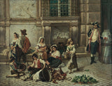 Auguste-Dutuit-1880-Gate-Farnese-Palast-in-Rom-Kunstdruck-Fine-Art-Reproduktion-Wandkunst