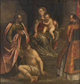 亞歷山德羅-馬甘薩-1590-聖母子與聖馬丁和聖彼得羅尼烏斯藝術印刷品美術複製品牆藝術 id-a0mlklrow