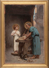 georges-becker-1874-sketš pühaku-louis-dantini-saint-josefi-jeesuse-kunsti-lapsepõlve-kaitsja-kunstitrükk-peen-kunsti-reproduktsioon-seinakunsti jaoks