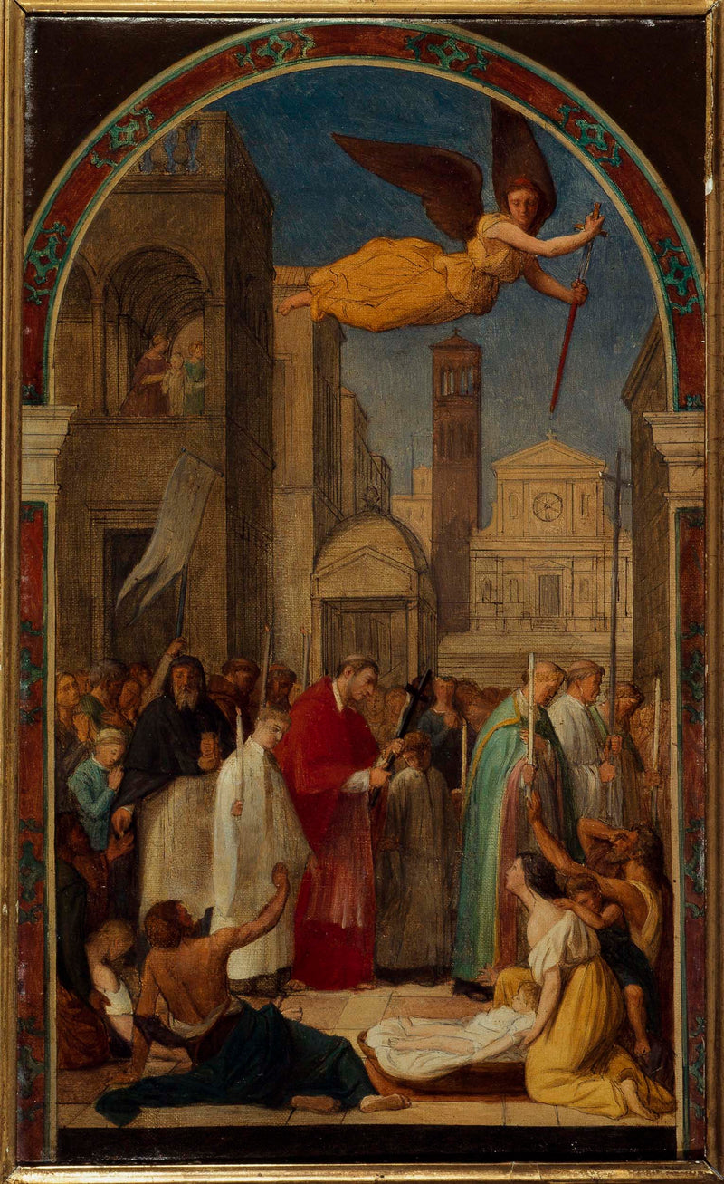 pierre-auguste-pichon-1861-procession-of-st-charles-borromeo-during-the-plague-in-milan-sketch-for-the-mural-of-the-saint-sulpice-church-art-print-fine-art-reproduction-wall-art