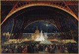 alexandre-georges-dit-george-roux-roux-1889-night-festival-at-the-universal-Exhibition-in-1889-under-the-e-tower-eiffel art-print-fine-art-playback-wall- arte