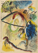 wassily-kandinsky-1913-akvarell-ix-mustade ribadega-kunst-print-kaunite kunstide reproduktsioon-seinakunst-id-a0v2on7yu
