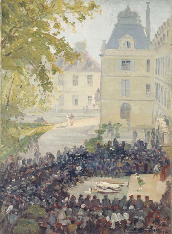ernest-boudet-1915-concert-given-to-the-wounded-in-the-courtyard-of-the-military-hospital-of-val-de-grace-art-print-fine-art-reproduction-wall-art