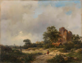 andreas-schelfhout-1844-风景与布雷德罗德城堡在桑特波特艺术印刷美术复制墙艺术 id-a0w3cuodc