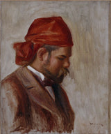 奥古斯特·雷诺阿1899年，红色围巾的安布罗伊丝壁画肖像艺术打印精美的艺术复制品墙上艺术