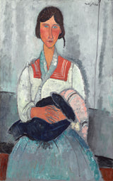amedeo-modigliani-1919-gypsy-người phụ nữ-với-con-nghệ thuật-in-mỹ-nghệ-tái tạo-tường-nghệ thuật-id-a0z42ckn5