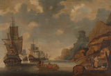 jacob-adriaensz-bellevois-1640-法国中队附近，一个岩石海岸-艺术印刷-精美的艺术复制品-墙-艺术-id-a0zzaoxz3