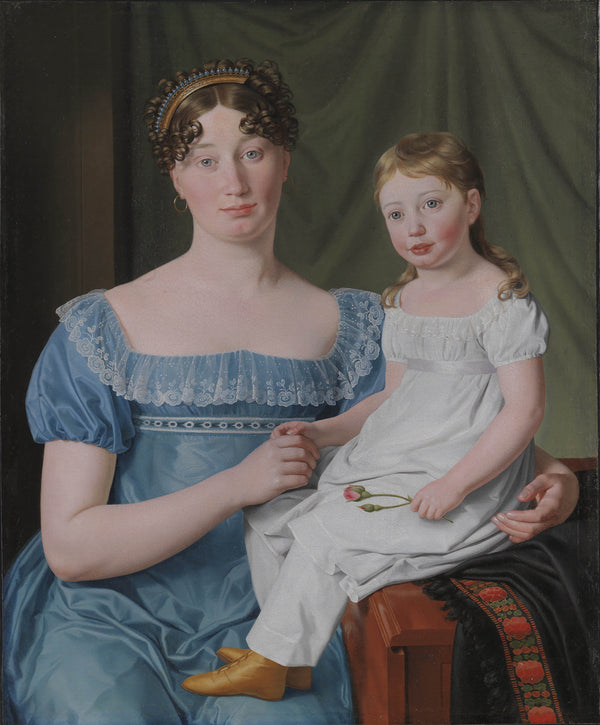c-w-eckersberg-christoffer-wilhelm-eckersberg-portrait-of-a-noblewoman-sophie-hedvig-lovenskiold-and-her-three-year-old-daughter-art-print-fine-art-reproduction-wall-art-id-a129wm83c