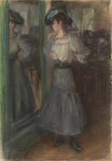 isaac-izraels-1875-dziewczyna-przed-lustrem-druk-sztuka-reprodukcja-dzieł sztuki-sztuka-ścienna-id-a133b0no7