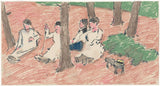 adolf-le-comte-1860-groupe-de-personnes-assises-sous-les-arbres-art-print-reproduction-fine-art-wall-art-id-a1344c7k8
