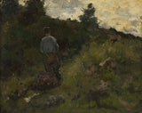 рицхард-роланд-холст-1889-фармер-шетајући-уз-руб-дрвета-уметничка-штампа-ликовна-репродукција-зид-уметност-ид-а152сно99