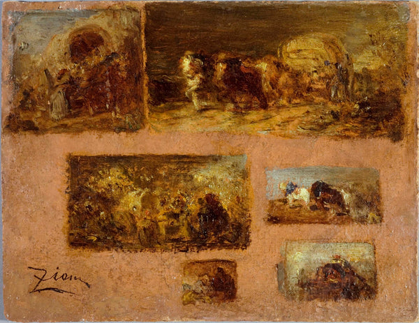 felix-ziem-1843-panel-truck-six-studies-in-front-landscape-overleaf-art-print-fine-art-reproduction-wall-art