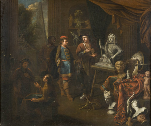 balthasar-van-den-bossche-1704-visit-in-a-sculptors-studio-art-print-fine-art-reproduction-wall-art-id-a18i6fdu6