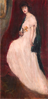 grace-joel-1920-meisje-in-een-roze-jurk-art-print-fine-art-reproductie-muurkunst-id-a18u1x618