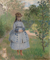 claude-Monet-1873-jente-med-hund-art-print-fine-art-gjengivelse-vegg-art-id-a19l6wu99