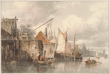 everhardus-koster-1846-båtar-vid-kajen-konsttryck-finkonst-reproduktion-väggkonst-id-a1ajtjfhh