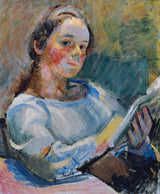 弗朗茲-維格勒-1920-閱讀女孩藝術印刷美術複製品牆藝術 id-a1atlvavl